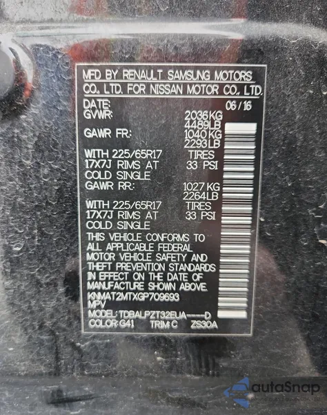 2016 Nissan Rogue S z USA, uszkodzony, nr VIN KNMAT2MTXGP709693